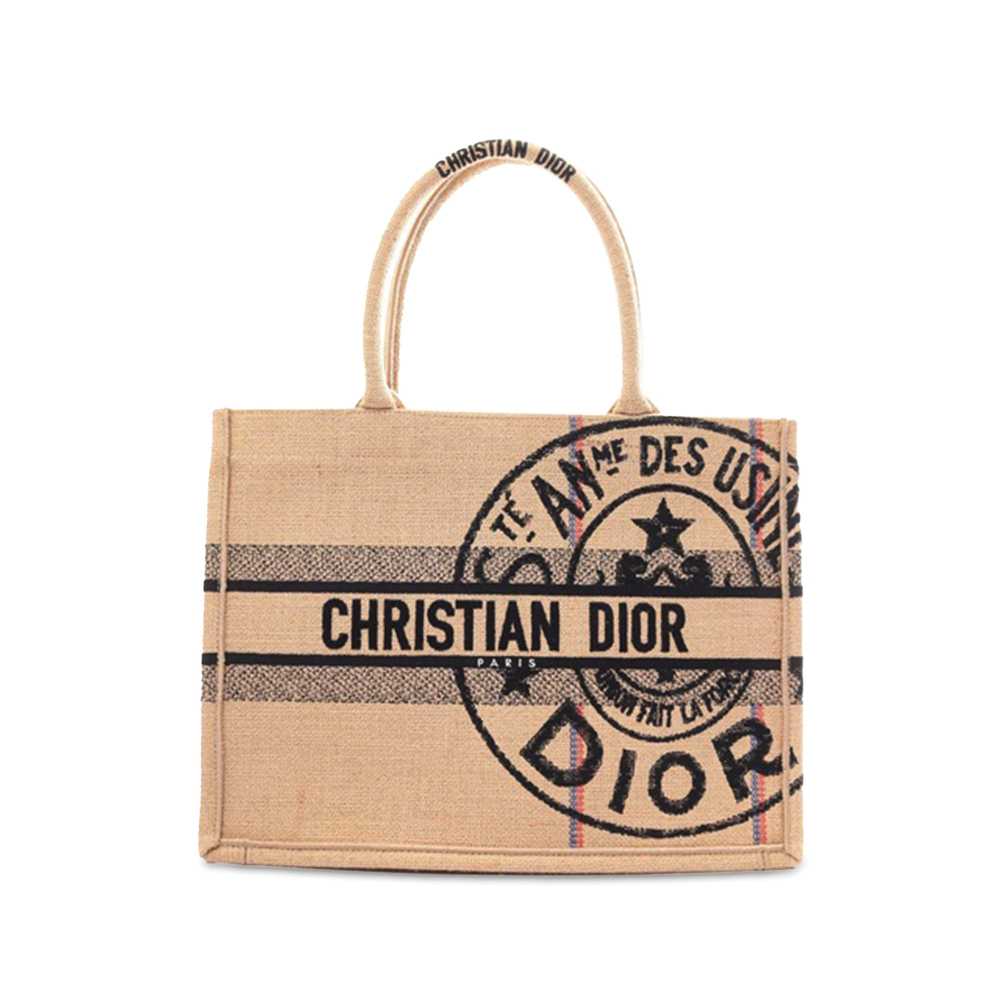 Brown Dior Medium Canvas Jute Book Tote - image 1