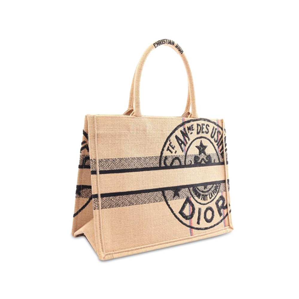 Brown Dior Medium Canvas Jute Book Tote - image 2