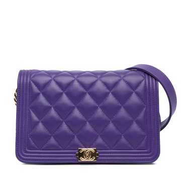 Purple Chanel Lambskin Boy Wallet on Chain Crossbo