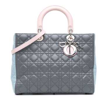 Gray Dior Large Bicolor Lambskin Cannage Lady Dio… - image 1