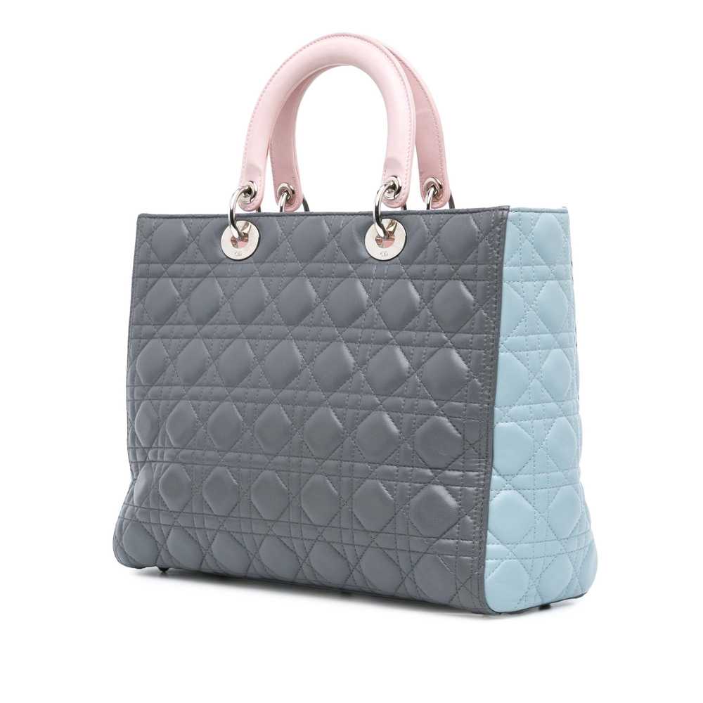 Gray Dior Large Bicolor Lambskin Cannage Lady Dio… - image 2