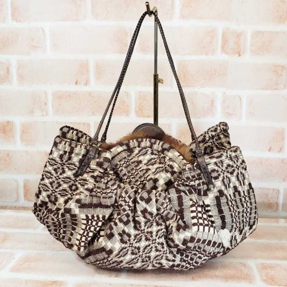 Ebagos ☆ Pattern Jacquard Woven Fabric Handbag wi… - image 1