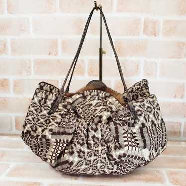 Ebagos ☆ Pattern Jacquard Woven Fabric Handbag wi… - image 1