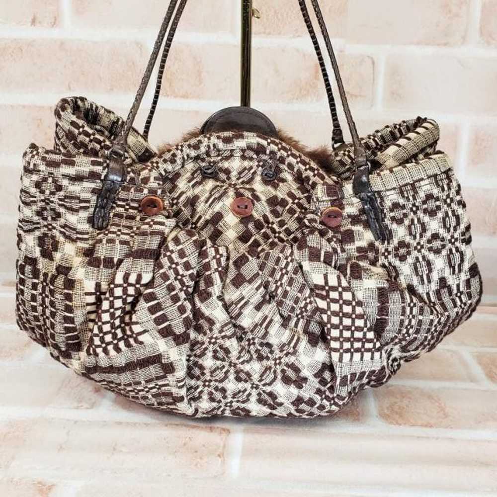 Ebagos ☆ Pattern Jacquard Woven Fabric Handbag wi… - image 3