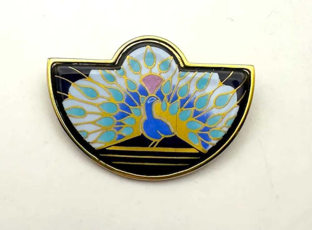 MICHAELA FREY signed Beautiful Peacock Enamel on … - image 11