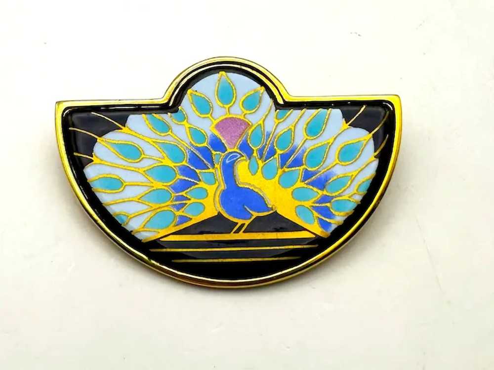 MICHAELA FREY signed Beautiful Peacock Enamel on … - image 12