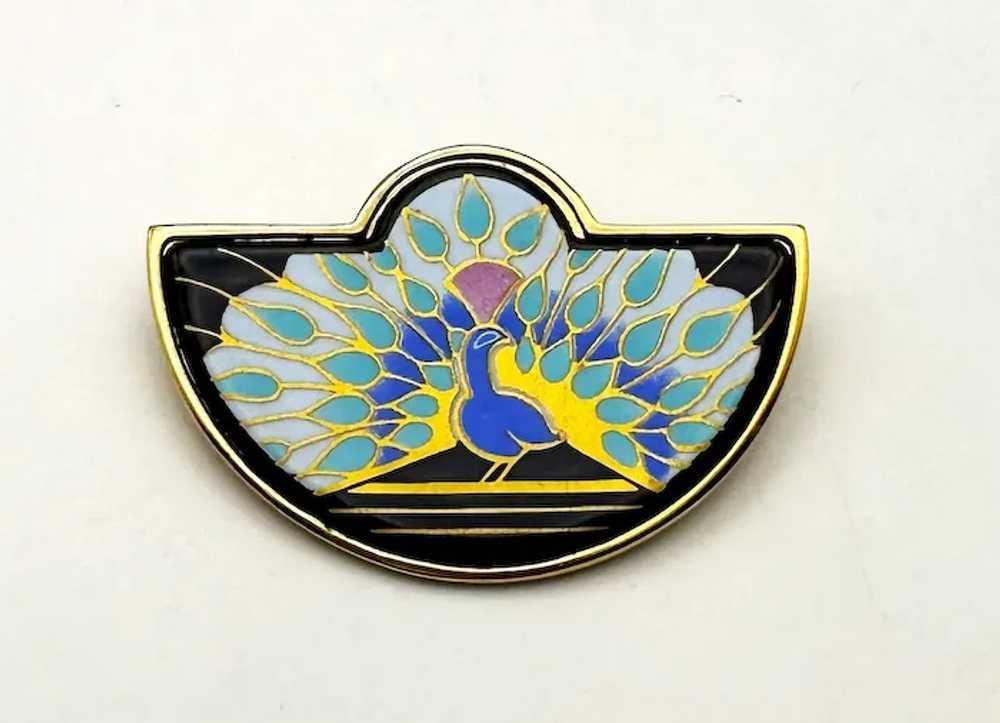 MICHAELA FREY signed Beautiful Peacock Enamel on … - image 2