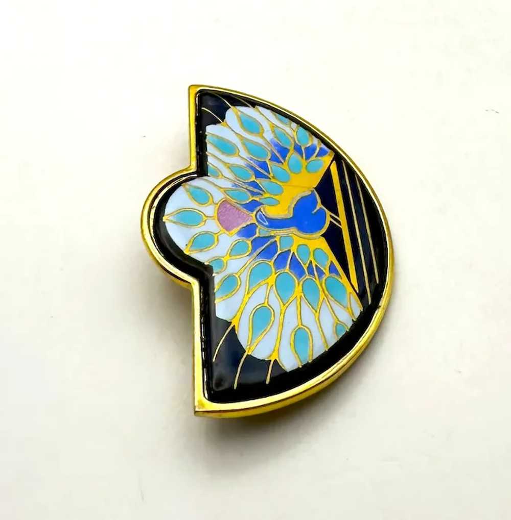 MICHAELA FREY signed Beautiful Peacock Enamel on … - image 3