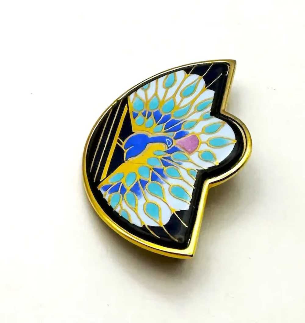 MICHAELA FREY signed Beautiful Peacock Enamel on … - image 6