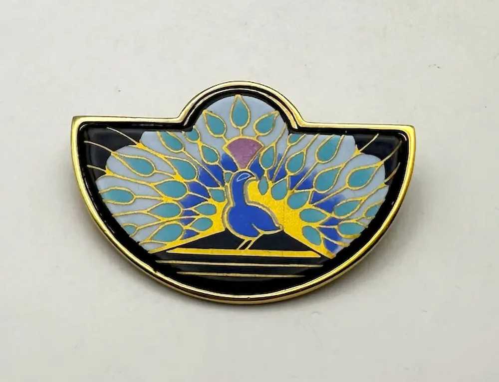 MICHAELA FREY signed Beautiful Peacock Enamel on … - image 8