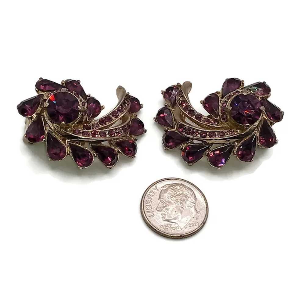 Vintage Mid Century Hollycraft Royal Purple Clip … - image 4