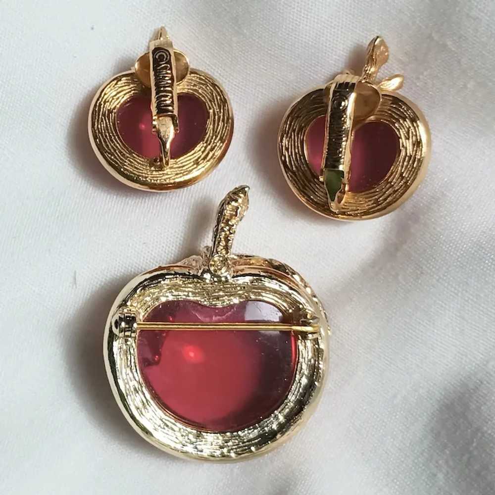 Sarah Coventry Lucite jelly apple pin clip earrin… - image 5