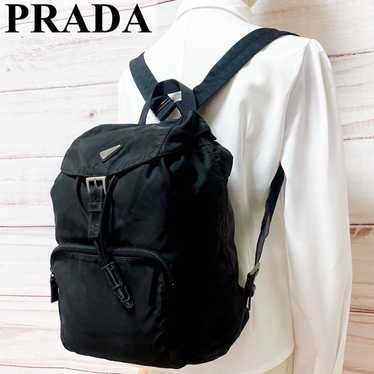 PRADA Backpack Backpack Triangle Logo Nylon Black 