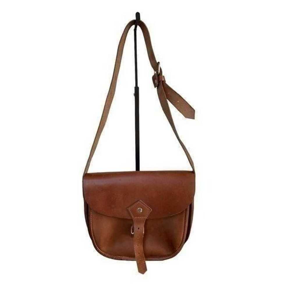 Vintage inspired Genuine Leather Tan Messenger Bag - image 2