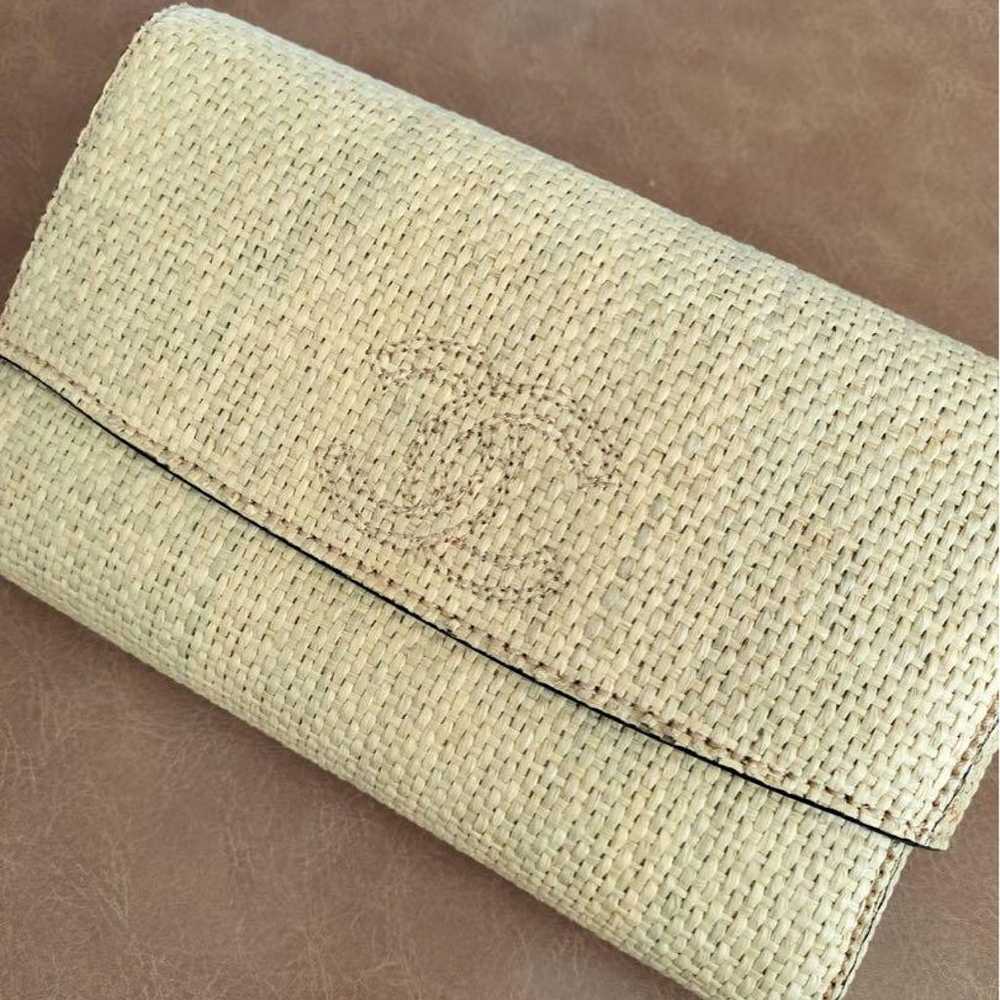 Raffia clutch bag with CC logo - image 1