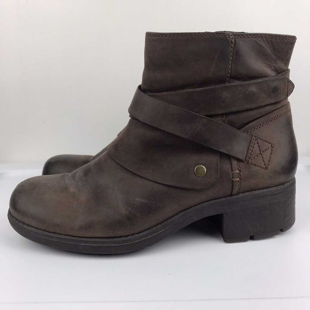 Clarks Brown Leather Ankle Boots Side Zip Block H… - image 2