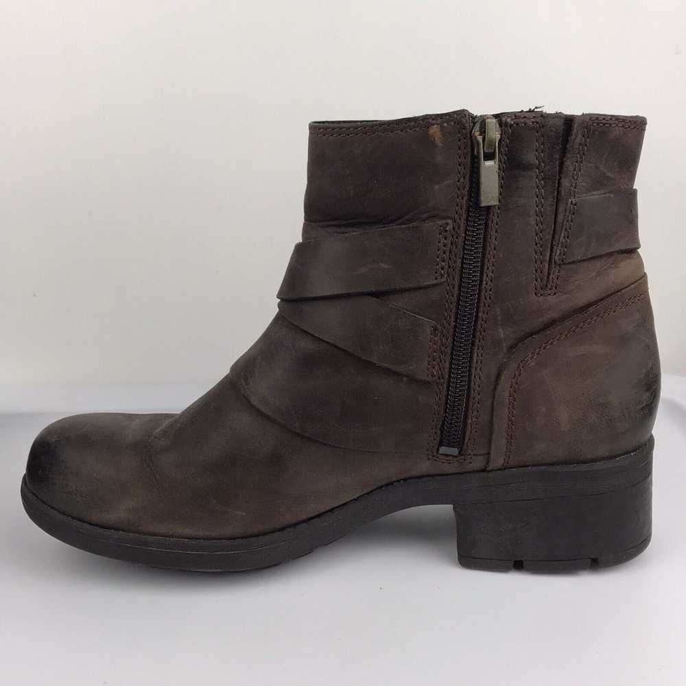 Clarks Brown Leather Ankle Boots Side Zip Block H… - image 5