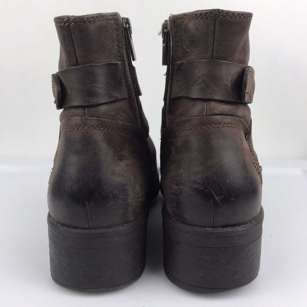 Clarks Brown Leather Ankle Boots Side Zip Block H… - image 6