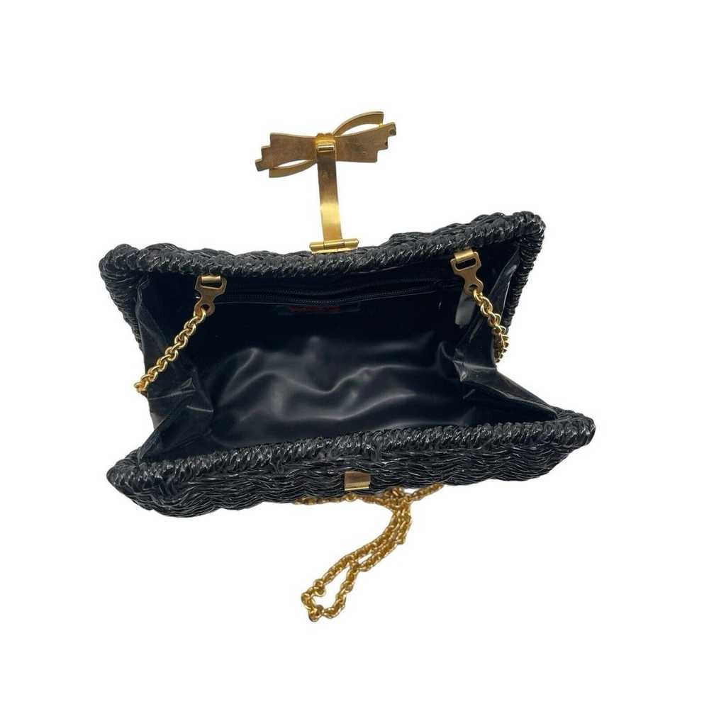 Vintage Venezia Black Wicker Shoulder Clutch Purs… - image 10