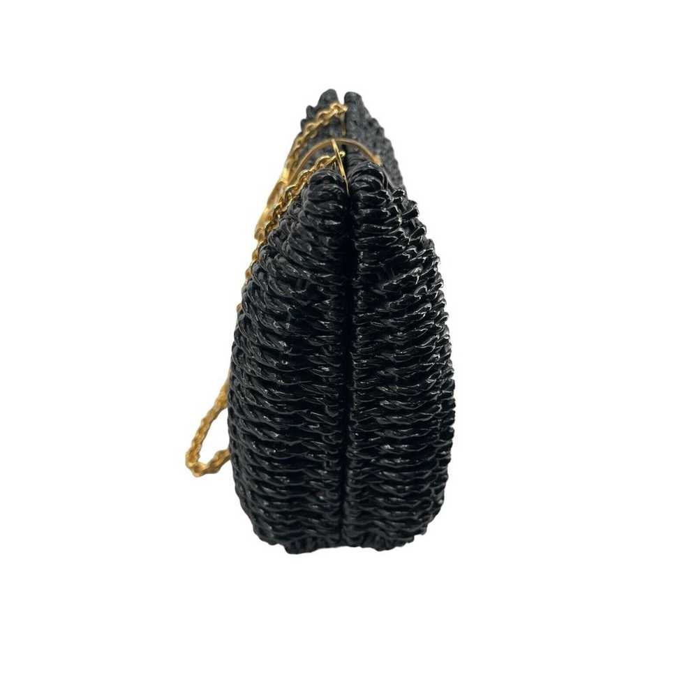 Vintage Venezia Black Wicker Shoulder Clutch Purs… - image 6