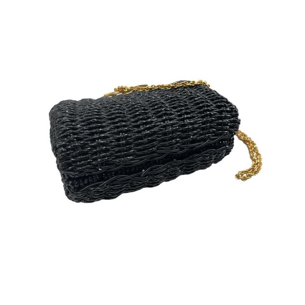 Vintage Venezia Black Wicker Shoulder Clutch Purs… - image 8