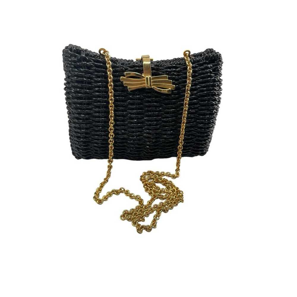 Vintage Venezia Black Wicker Shoulder Clutch Purs… - image 9