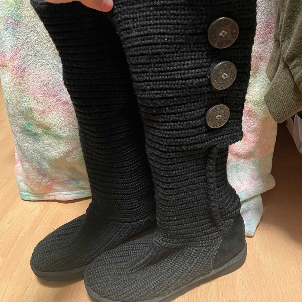 Like New Black Cardy Knit UGG Boots Size 7 - image 1