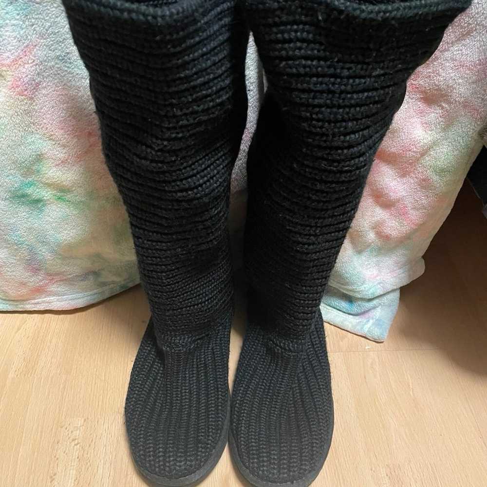 Like New Black Cardy Knit UGG Boots Size 7 - image 2