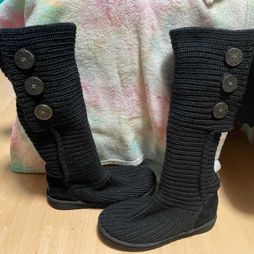 Like New Black Cardy Knit UGG Boots Size 7 - image 3