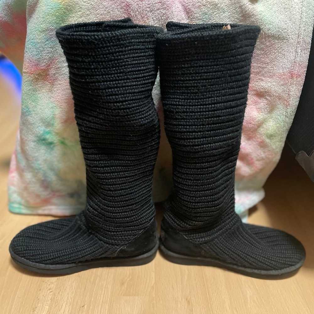 Like New Black Cardy Knit UGG Boots Size 7 - image 6