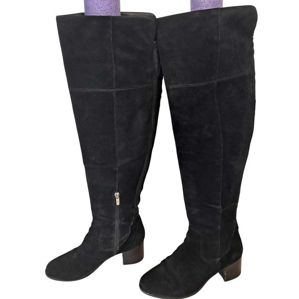 Marc Fisher Suede Boots 8M Black Over the Knee 2"… - image 1