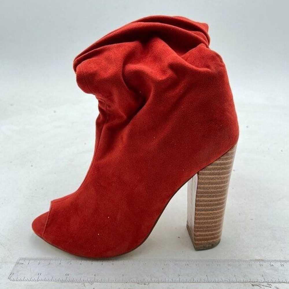 FSJ Brown And Red Stylish Peep Toe Slouch Ankle B… - image 2