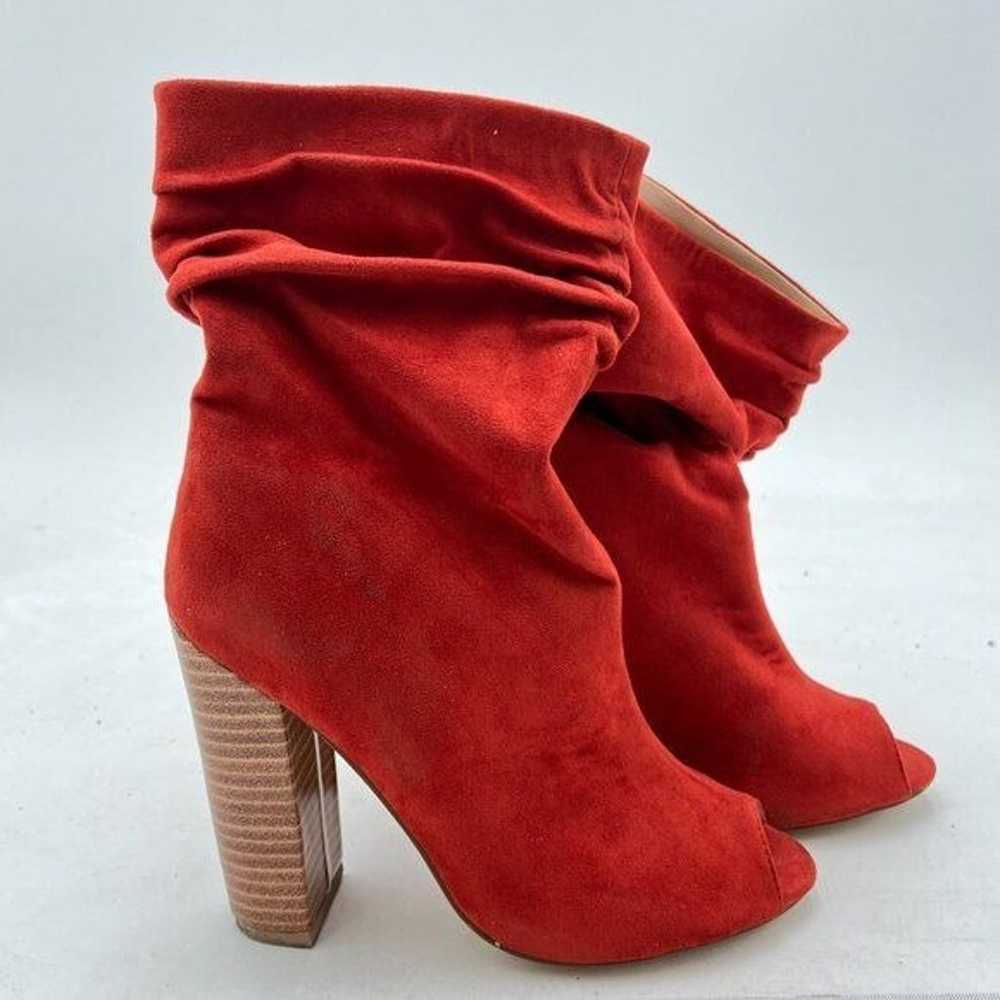 FSJ Brown And Red Stylish Peep Toe Slouch Ankle B… - image 4