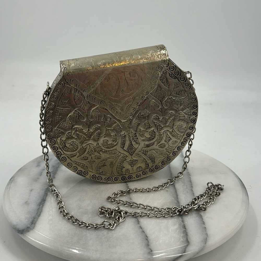 Vintage hammered Boho shoulder bag - image 2