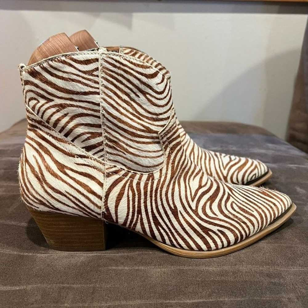 Dingo Zebra Print Hairy Up Genuine Calf Hair Leat… - image 2