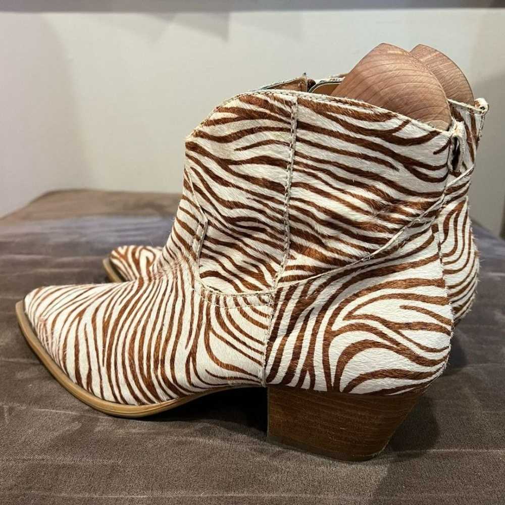 Dingo Zebra Print Hairy Up Genuine Calf Hair Leat… - image 4