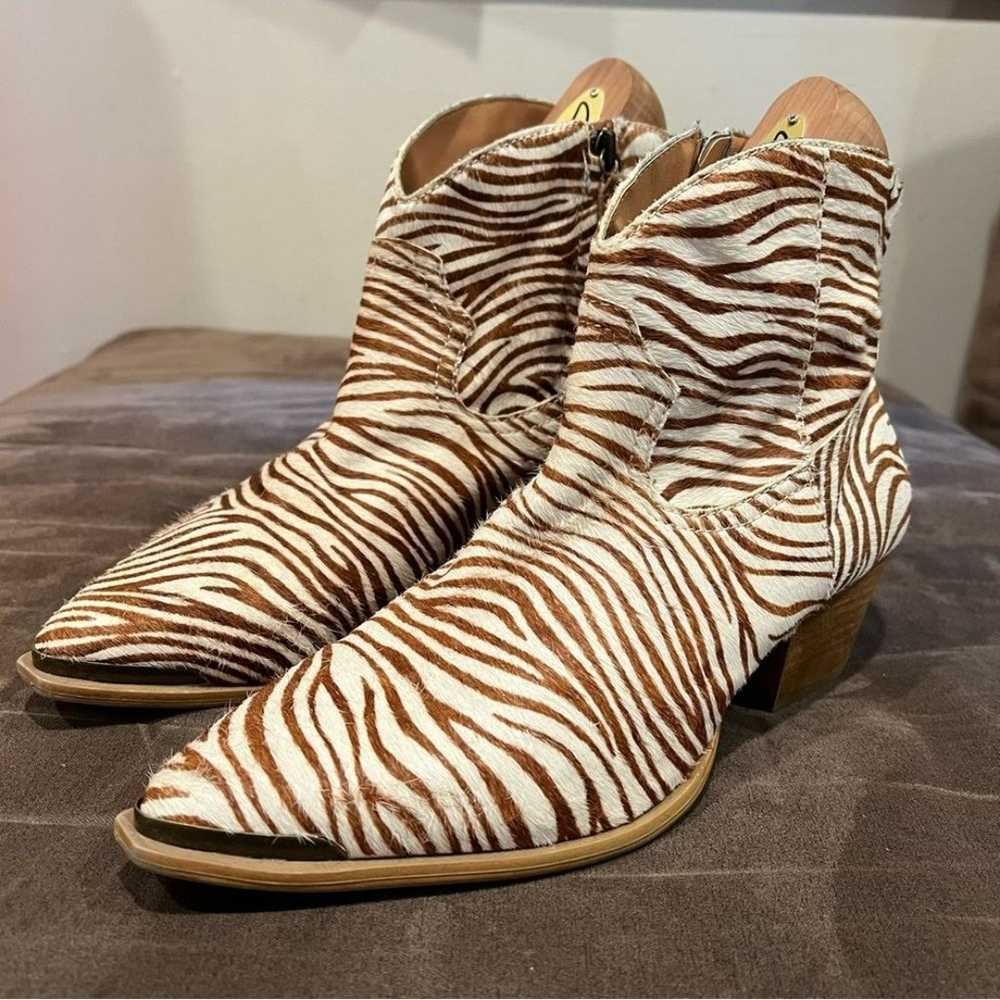 Dingo Zebra Print Hairy Up Genuine Calf Hair Leat… - image 5