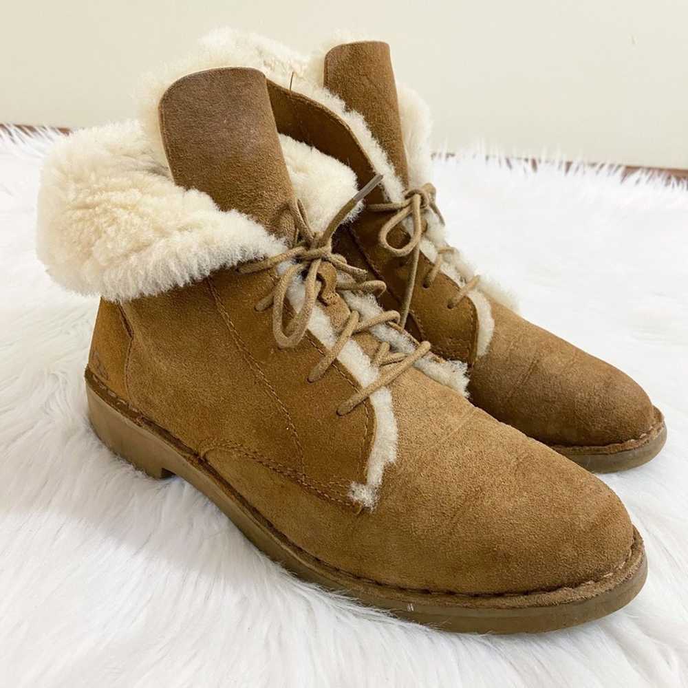 Ugg Chestnut Tan Shearling Combat Boots Lace Up F… - image 10