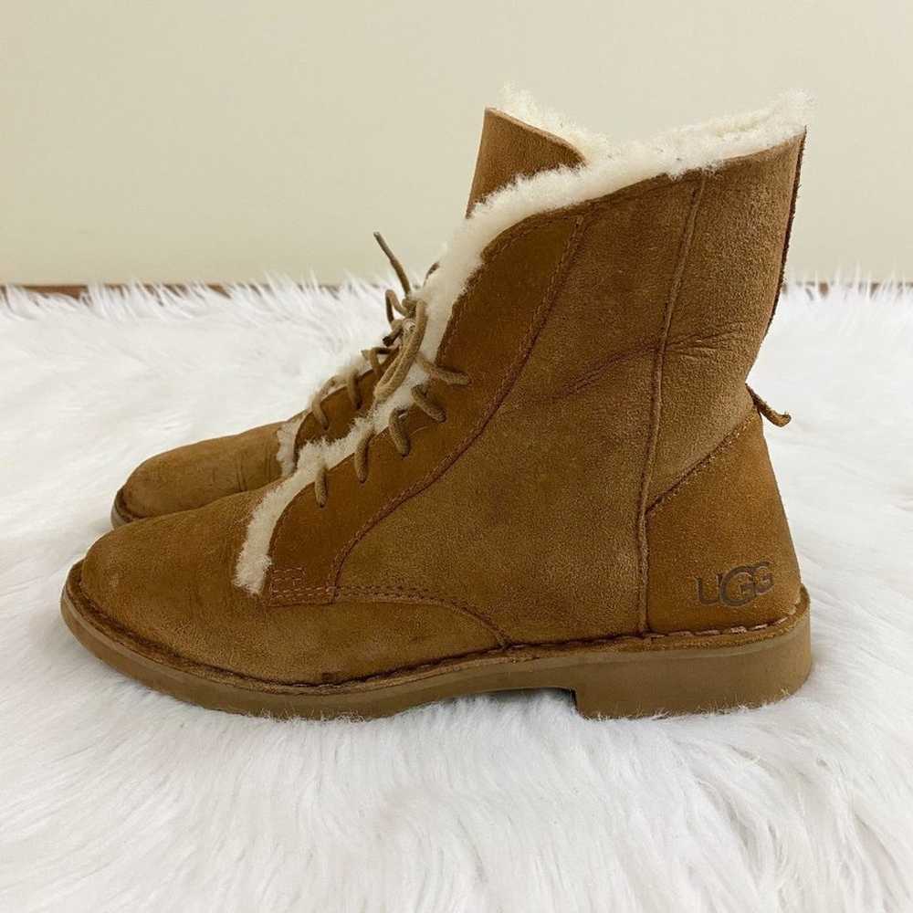 Ugg Chestnut Tan Shearling Combat Boots Lace Up F… - image 2