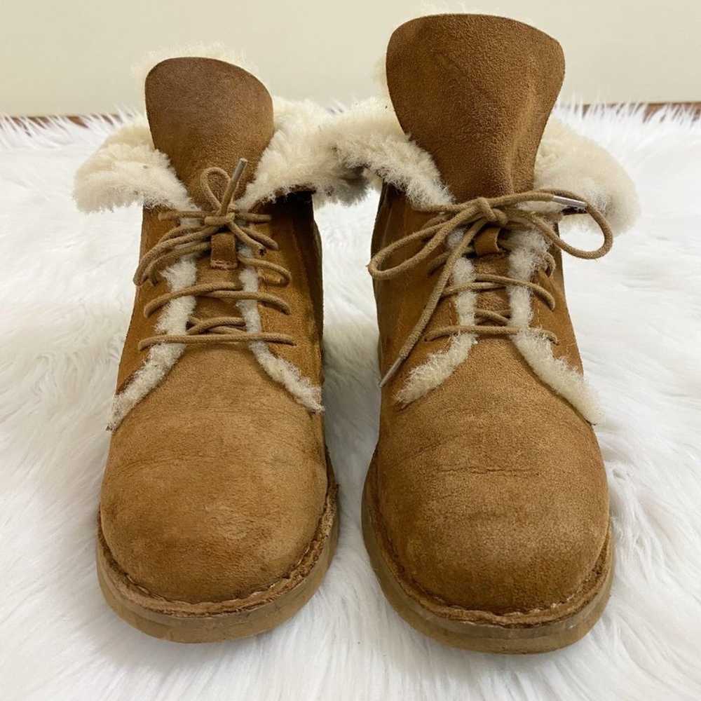 Ugg Chestnut Tan Shearling Combat Boots Lace Up F… - image 3