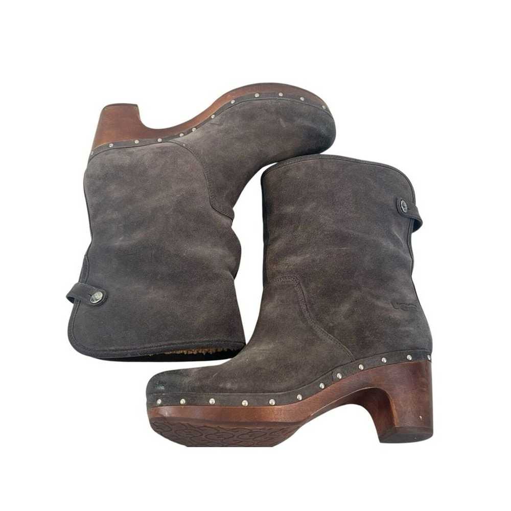 UGG Australia Lynnea Charcoal Lamb Fur Wooden Hee… - image 2