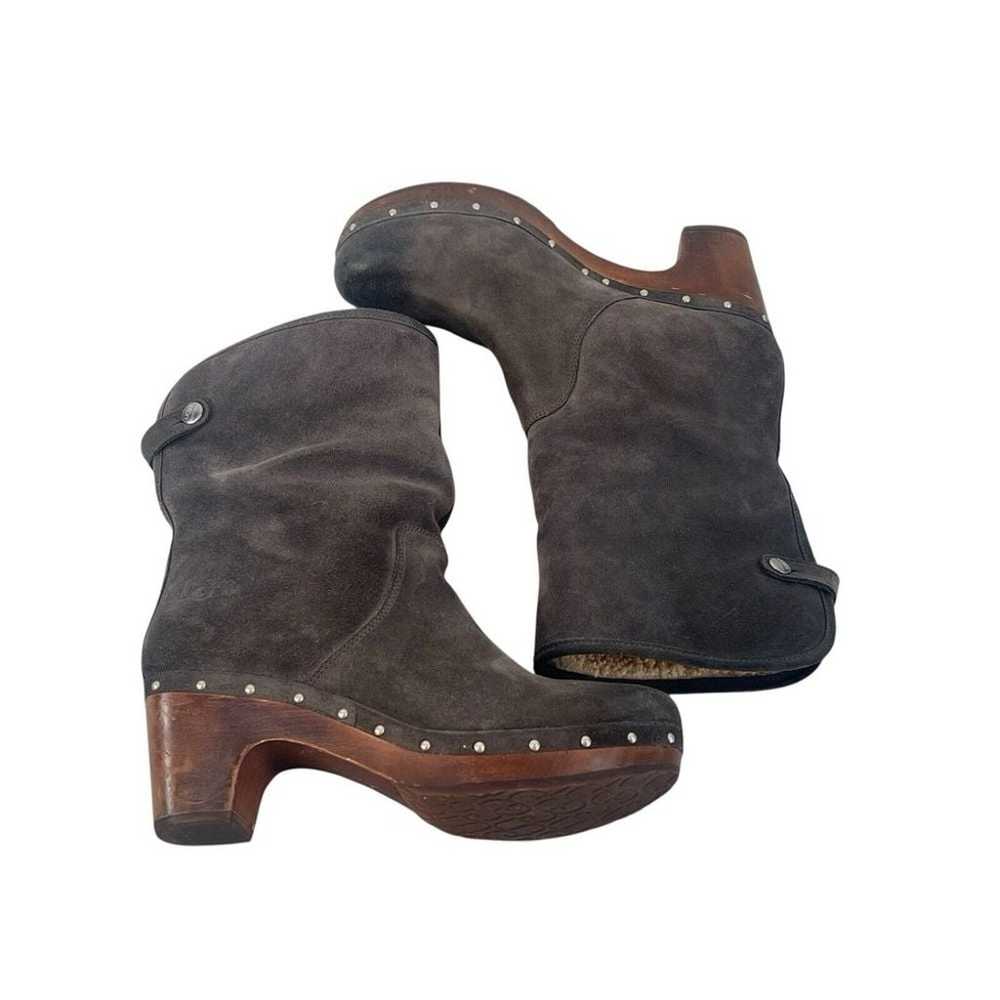 UGG Australia Lynnea Charcoal Lamb Fur Wooden Hee… - image 3