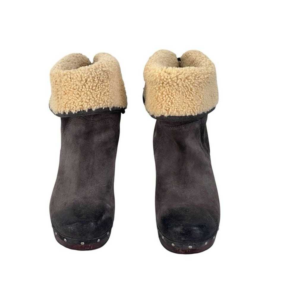 UGG Australia Lynnea Charcoal Lamb Fur Wooden Hee… - image 4