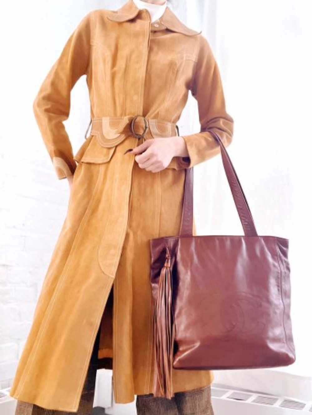 70s butterscotch suede coat - image 1