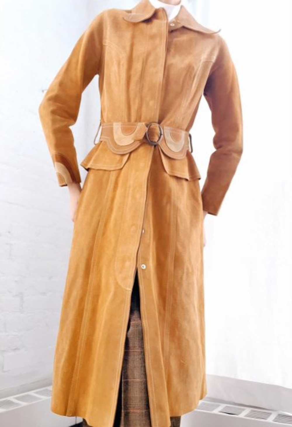 70s butterscotch suede coat - image 4