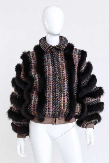 SCHJELDE Chevron Knit Fox Fur Jacket