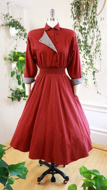 1990s CAROL ANDERSON Flannel Shirtwaist Dress | x-