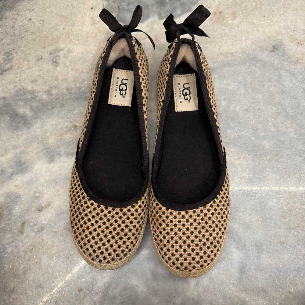 UGG Indah Burlap Black Tan Polka Dot Slip on Ball… - image 2