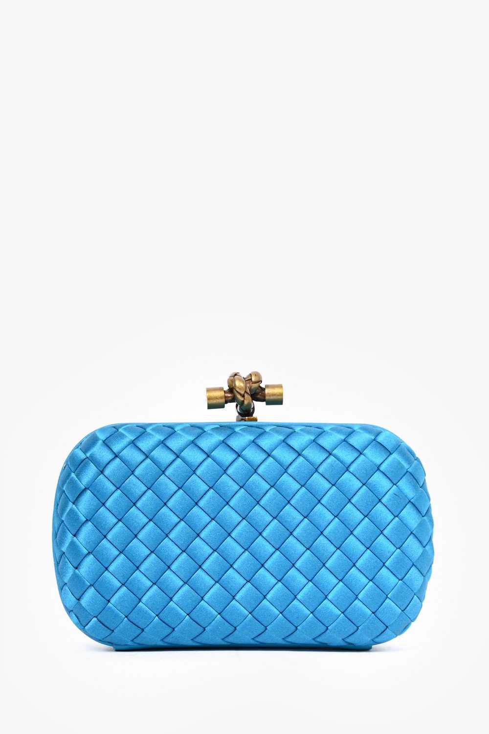 Bottega Veneta Blue Intrecciato Woven Satin Knot … - image 1