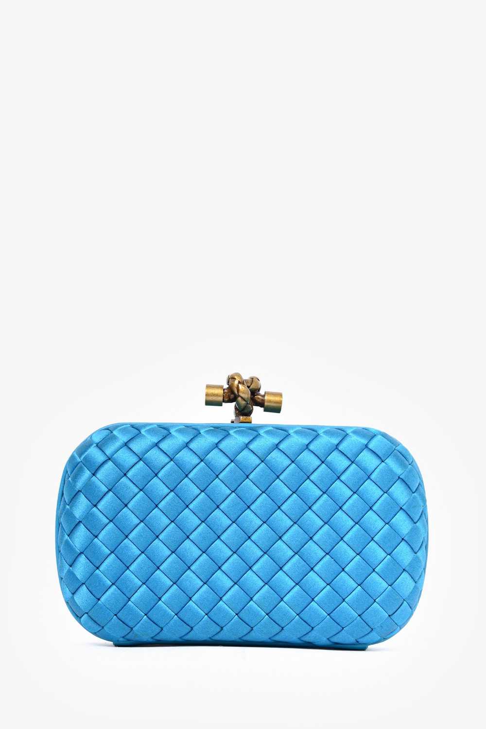 Bottega Veneta Blue Intrecciato Woven Satin Knot … - image 3